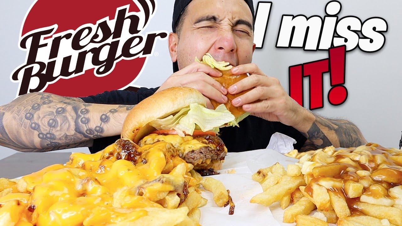 LITERALLY DRIPPING Double Fresh Burger + Canadian Poutine + Cali Fries (Fresh Burger Mukbang)