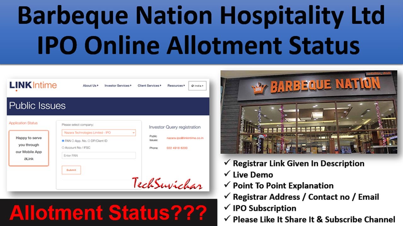 Barbeque Nation IPO Allotment Status | Barbeque Nation IPO Allotment Date | Barbeque IPO Allotment