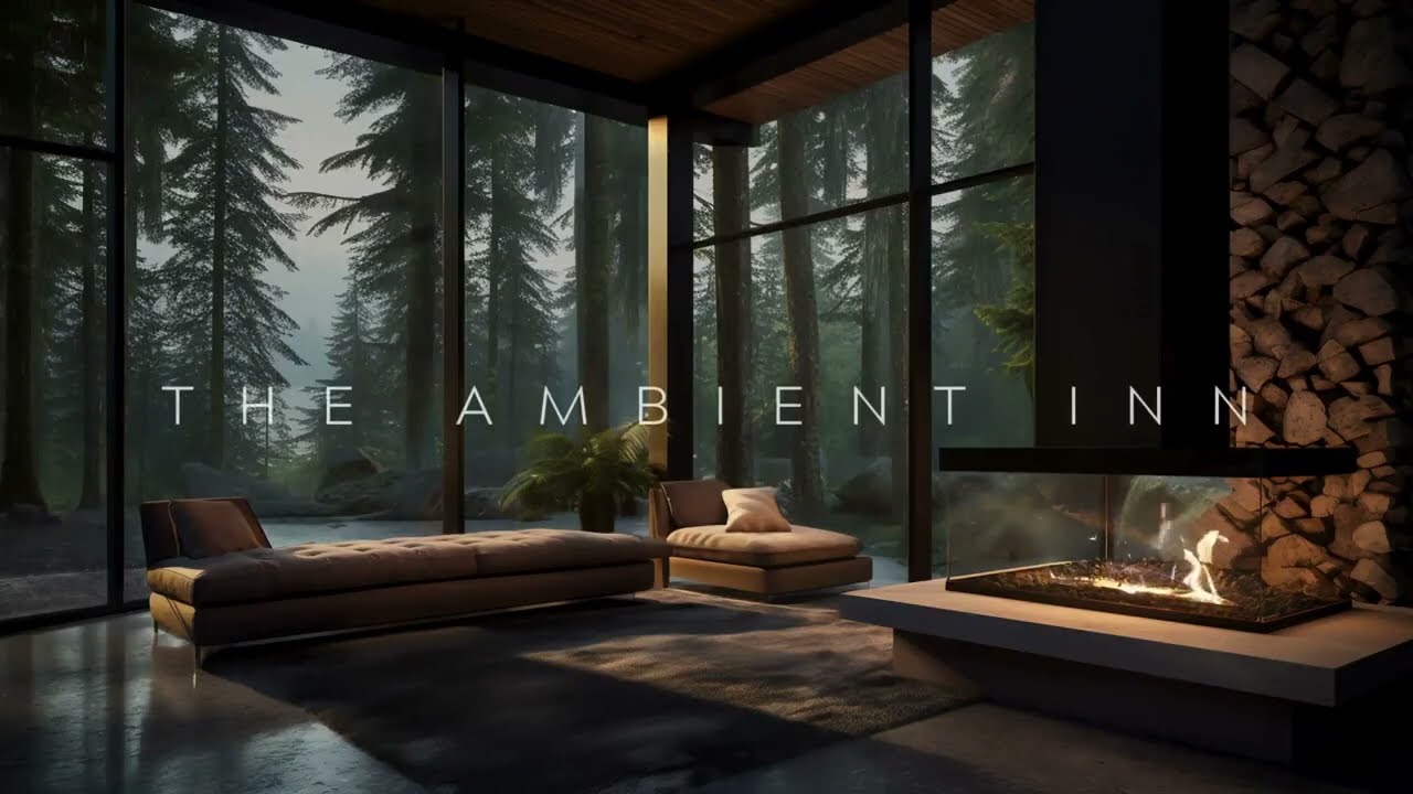 Cozy Fire and Rain Sounds in a Modern Cabin | Relaxing White Noise for Sleep, Study & Relaxation