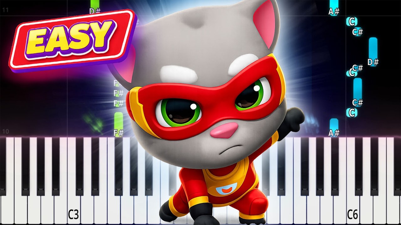 Talking Tom Hero Dash – Main Menu Theme | Easy Piano Tutorial