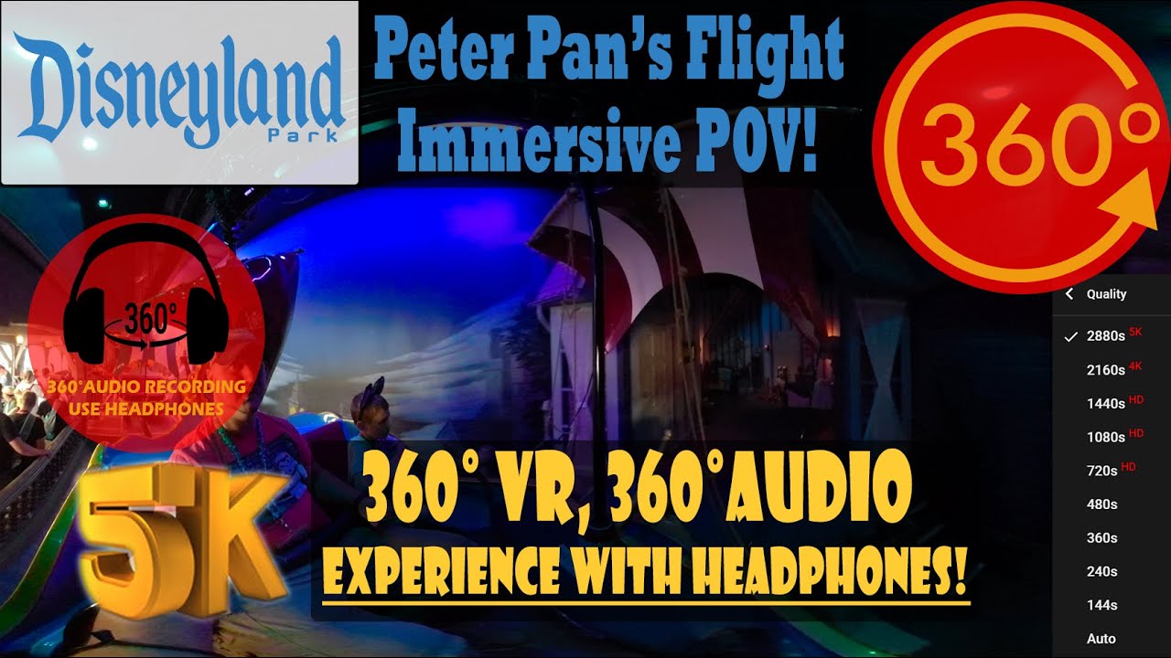 Peter Pan's Flight, Immersive 360 VR On Ride POV - Disneyland Anaheim, CA [5K 360° | 360° Audio]