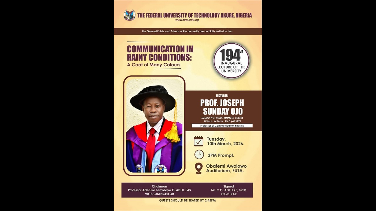 COMMUNICATION IN RAINY CONDITIONS : A Coat of Many Colors || 194th Inaugural Lecture