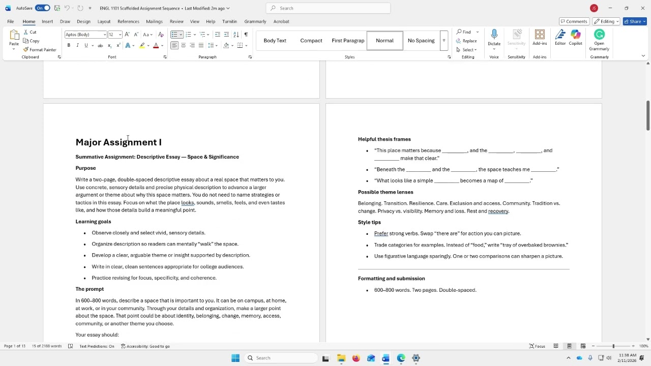 VSU ENGL 8800: Scaffolding Assignments for ENGL 1101