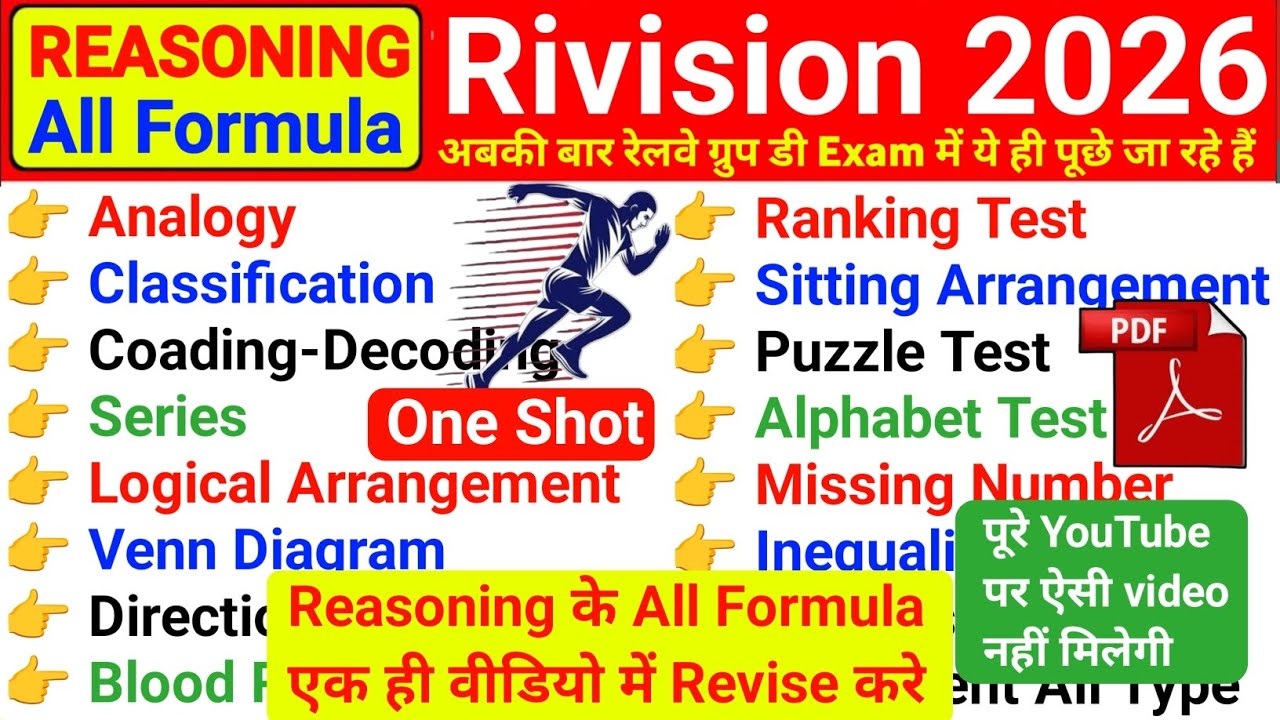 Reasoning All Formula 2026 Chapter Wise🎯 | RRB Group D Reasoning Revision One Shot 💉 