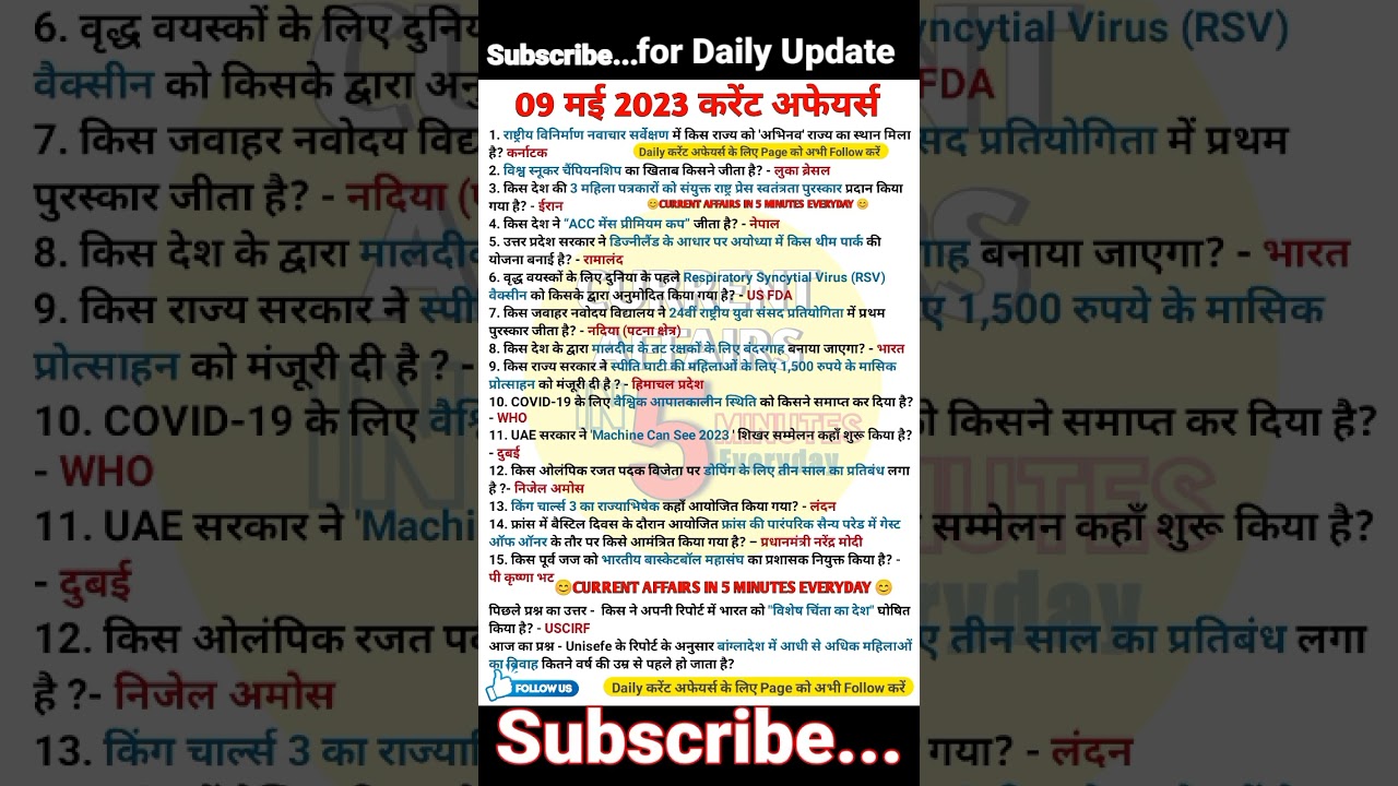 9 may 2023 | current affairs today #shorts #shortvideo #gauravsircurrentaffairs #utkarshclasses