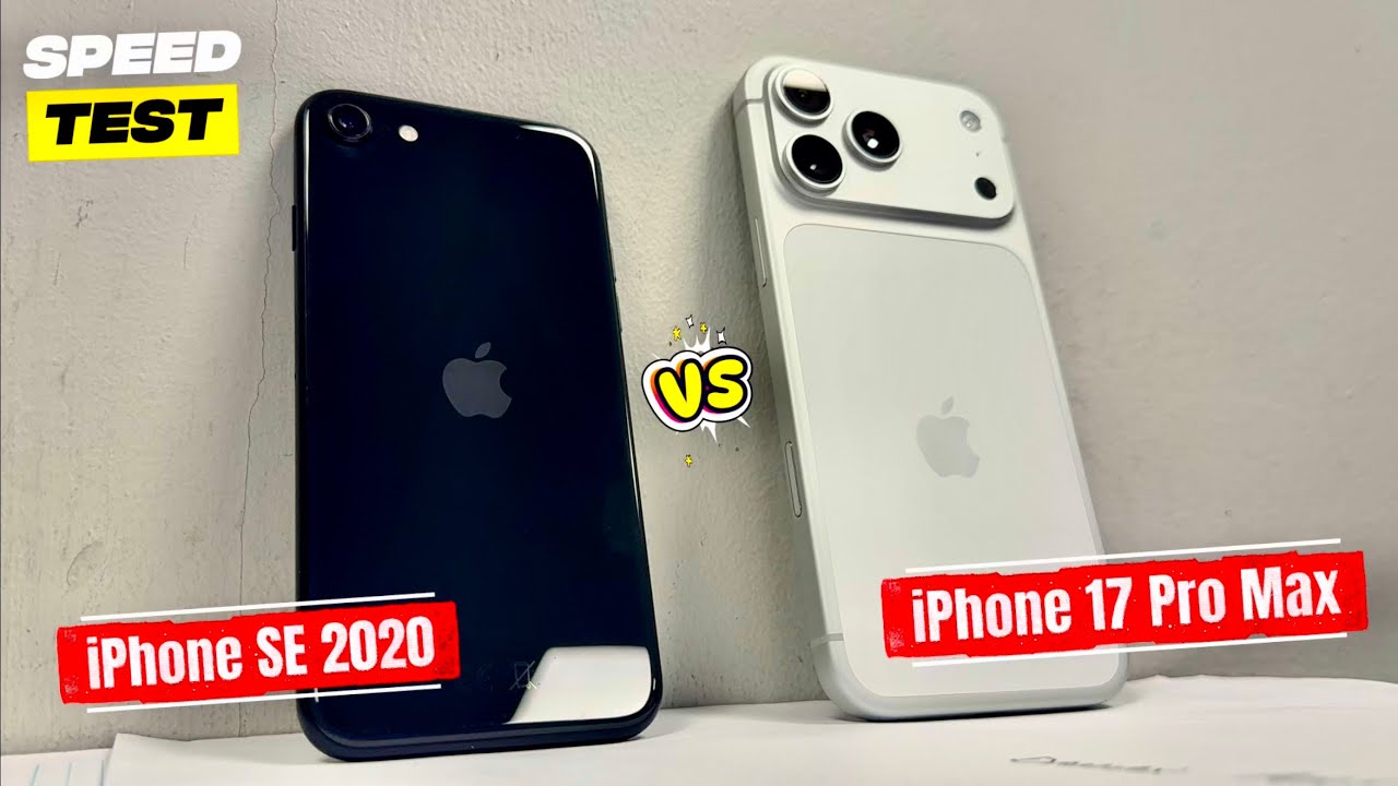 Сравнение скорости и производительности iPhone SE 2020 и iPhone 17 Pro Max.