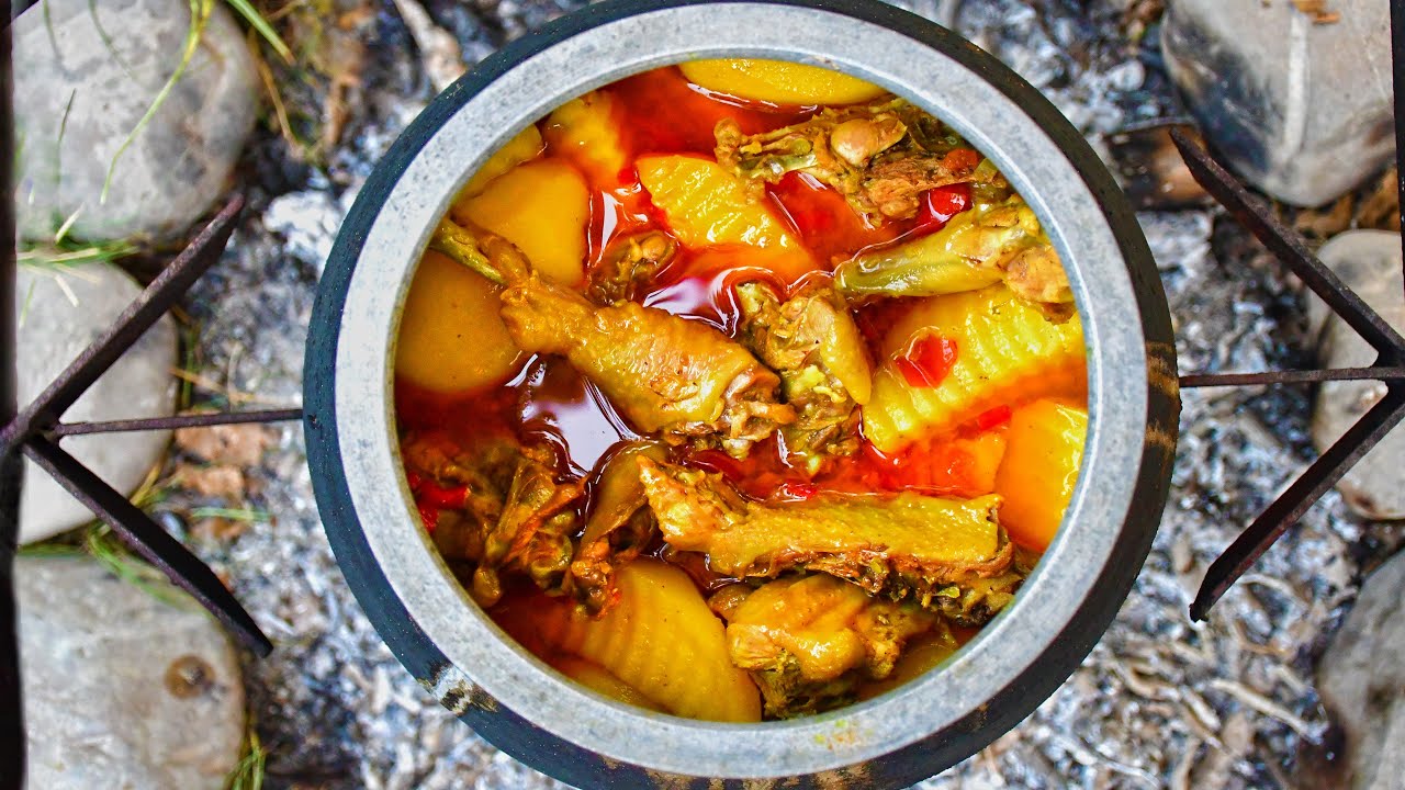 Red Chicken Stew Recipe | Azerbaijan Cooking | Asmr food