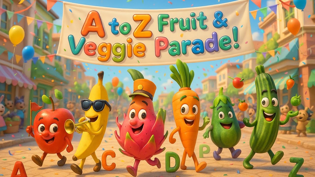 A To Z Fruits and Veggies | Healthy Foods | ABC Song | Jingle Talkies Nursery Rhymes & Kids Songs