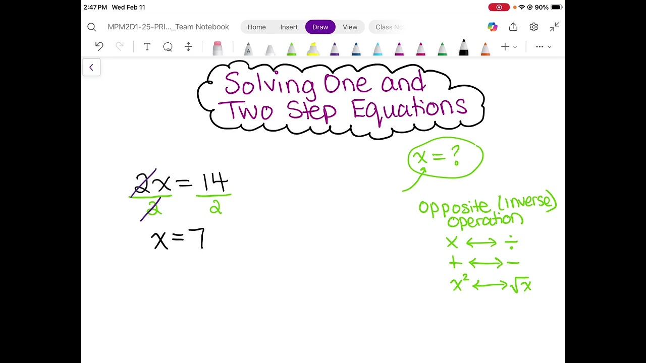 Solving one and two step equations