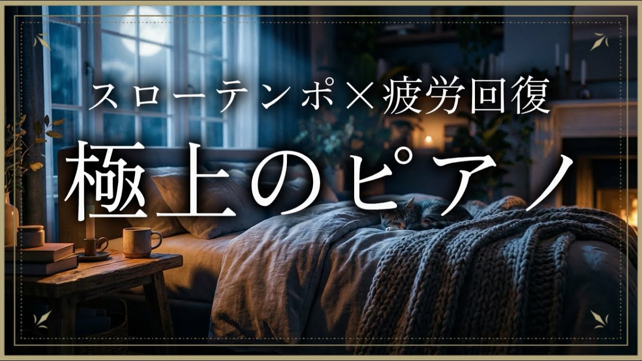 睡眠用BGM ピアノ | 疲労回復・ストレス解消・瞑想用 | スローテンポで心身を癒す1時間