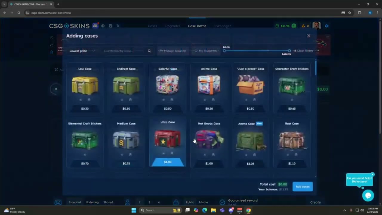 Depunere de 50$ pe CSGO Skins