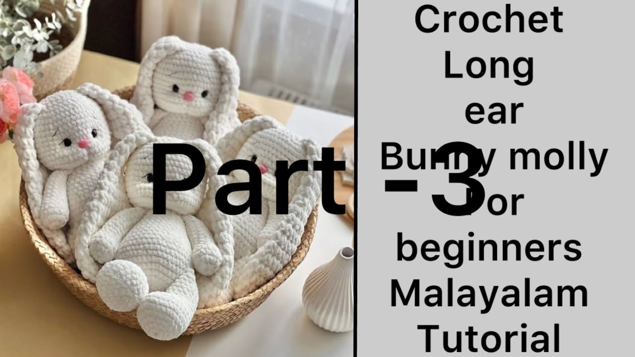 Crochet long ears bunny molly for beginners Malayalam tutorial @babyscrocheting4132 