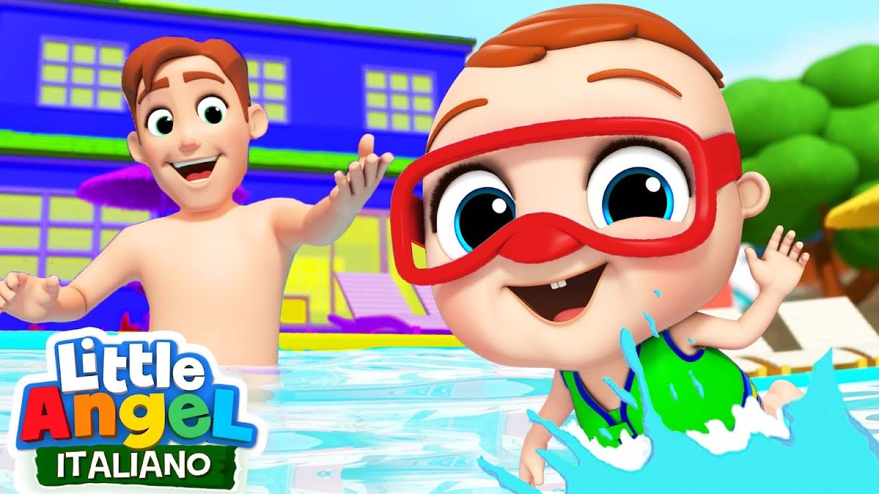 Gianni Impara a Nuotare 🏊‍♂️👨‍👧‍👦 Cartoni Animati con Gianni Piccino - Little Angel Italiano