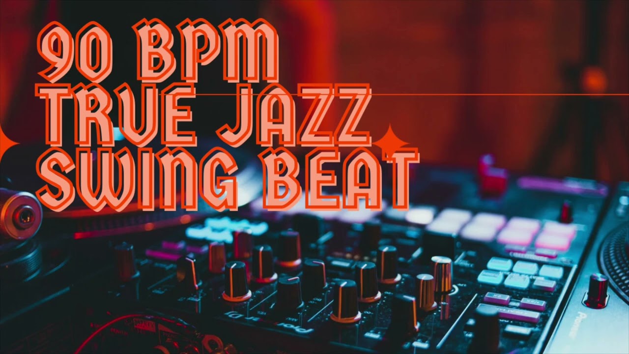 90 bpm true jazz 4/4 swing beat, cool jazz with authentic sounding drums 