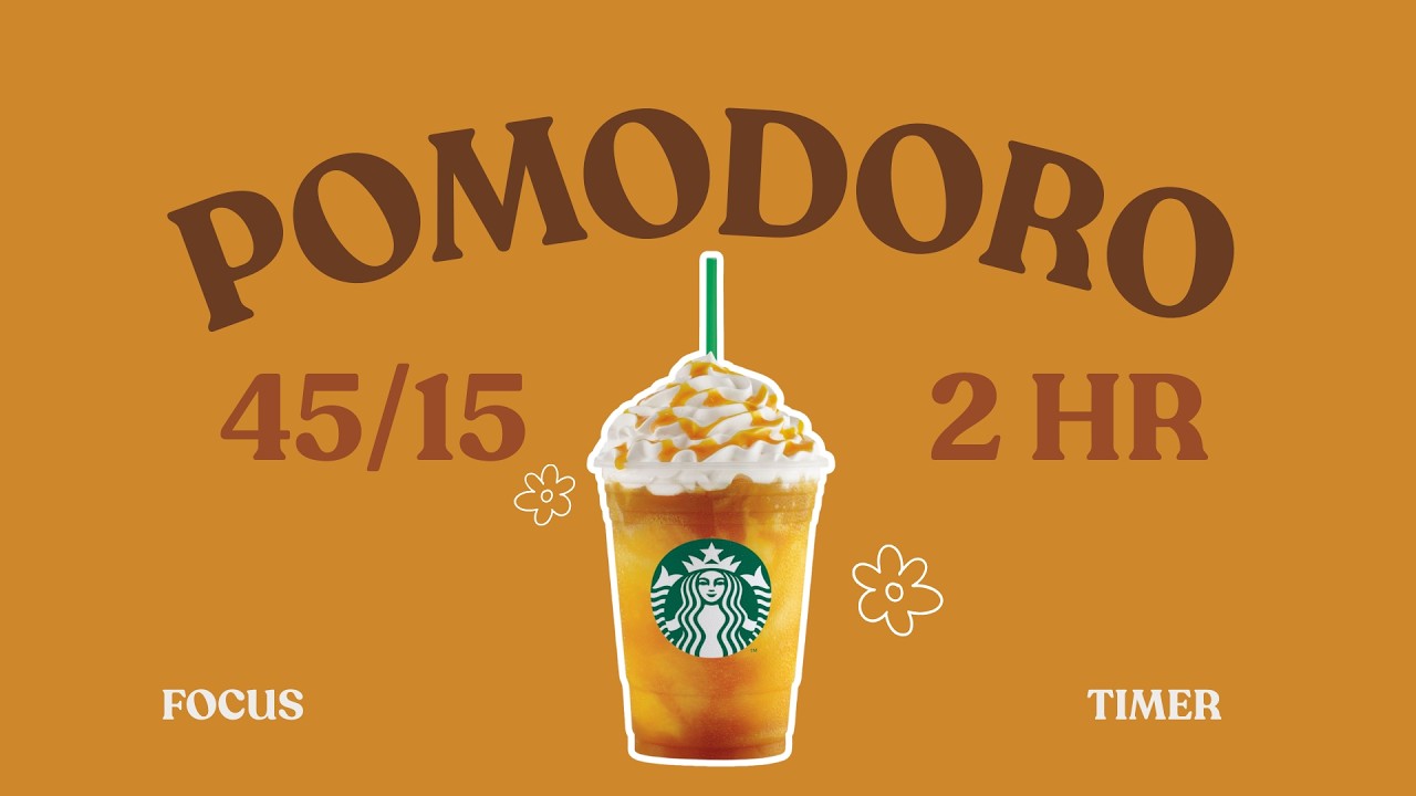 2-Hour 45/15 Pomodoro Timer 🥭 Ice Mango Frappuccino | Warm Lofi | Focus Study | Classroom Music
