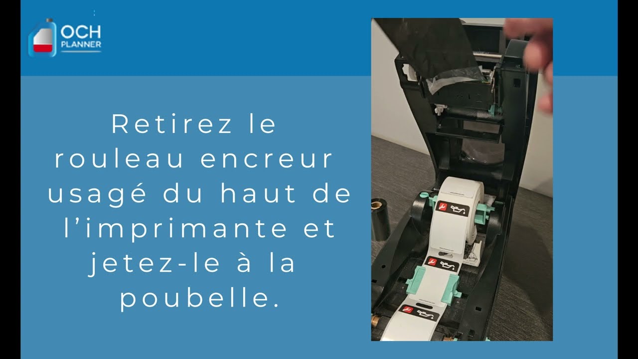 Comment installer le ruban encreur – Imprimante pour étiquettes de changement d’huile (Godex RT200i)
