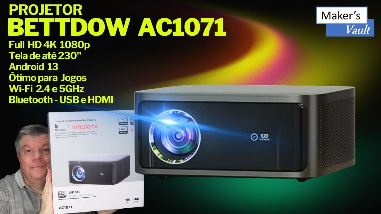 🟠Projetor Bettdow AC1071 | Review completo 4K, 1000 ANSI, Android 13 e Netflix certificado