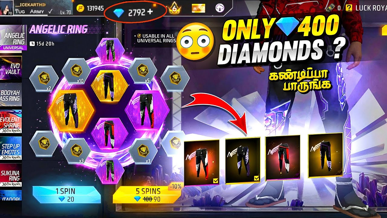 🔥 FINALLY GOT ANJELICAAA PANTS 😂🔥 LUCK UH ⏫ FF ANJELIC PANT SPIN IN TAMIL | FF NEW EVENT TODAY TAMIL