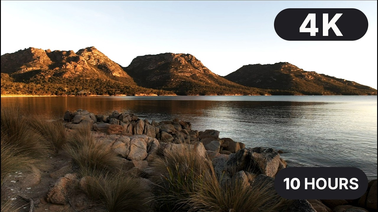 Honeymoon Bay, Freycinet Peninsula, Tasmania, Australia 4K &mdash; Sunset Calm Water and Ocean Breeze