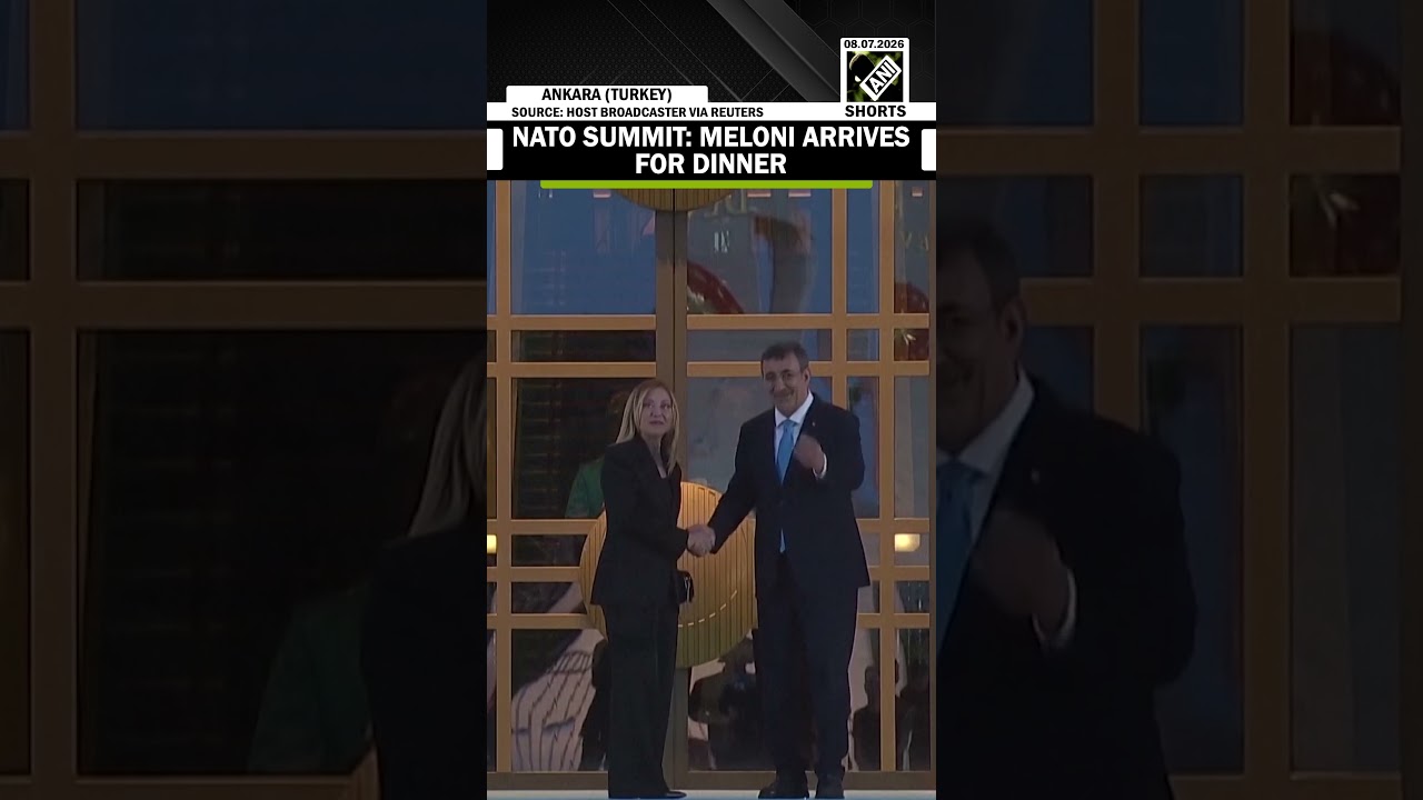 NATO leaders at summit dinner, including Italian PM Giorgia Meloni, arrive for summit dinner