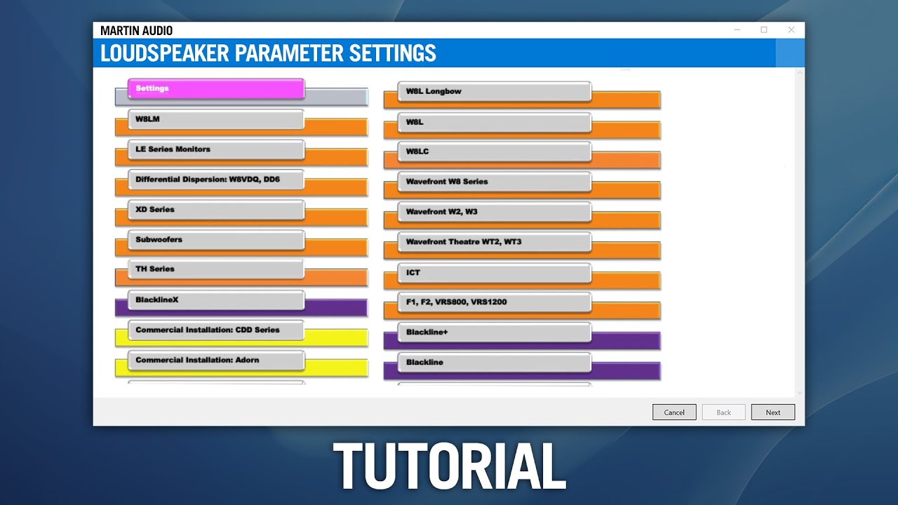 Martin Audio Loudspeaker Parameter Settings