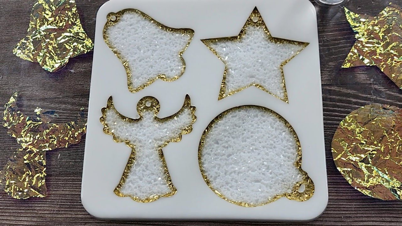 #1572 Resin Druzy Christmas Ornaments With Dichroic Paper