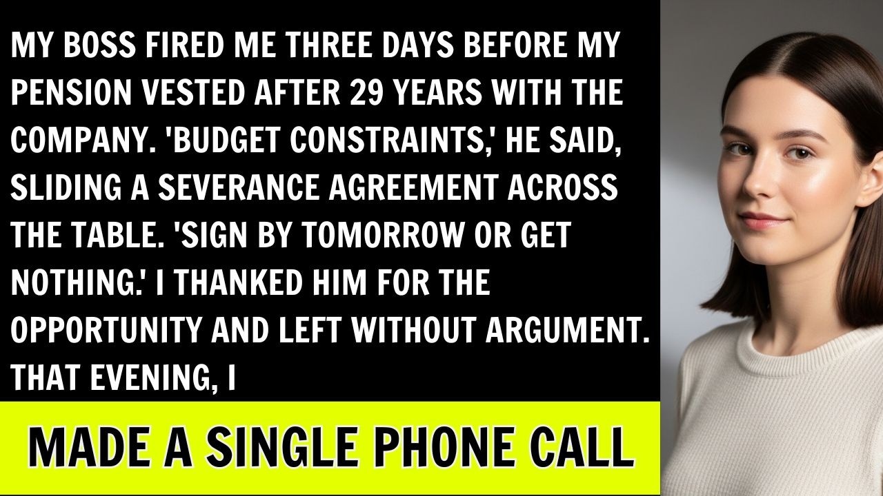 Boss Fired Me 3 Days Before My Pension Vested After 29 Years With The Company. I Made A Phone Call