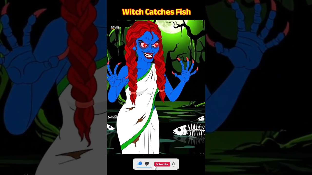 Ведьма ловит рыбу в реке | Страшилки на английском языке 