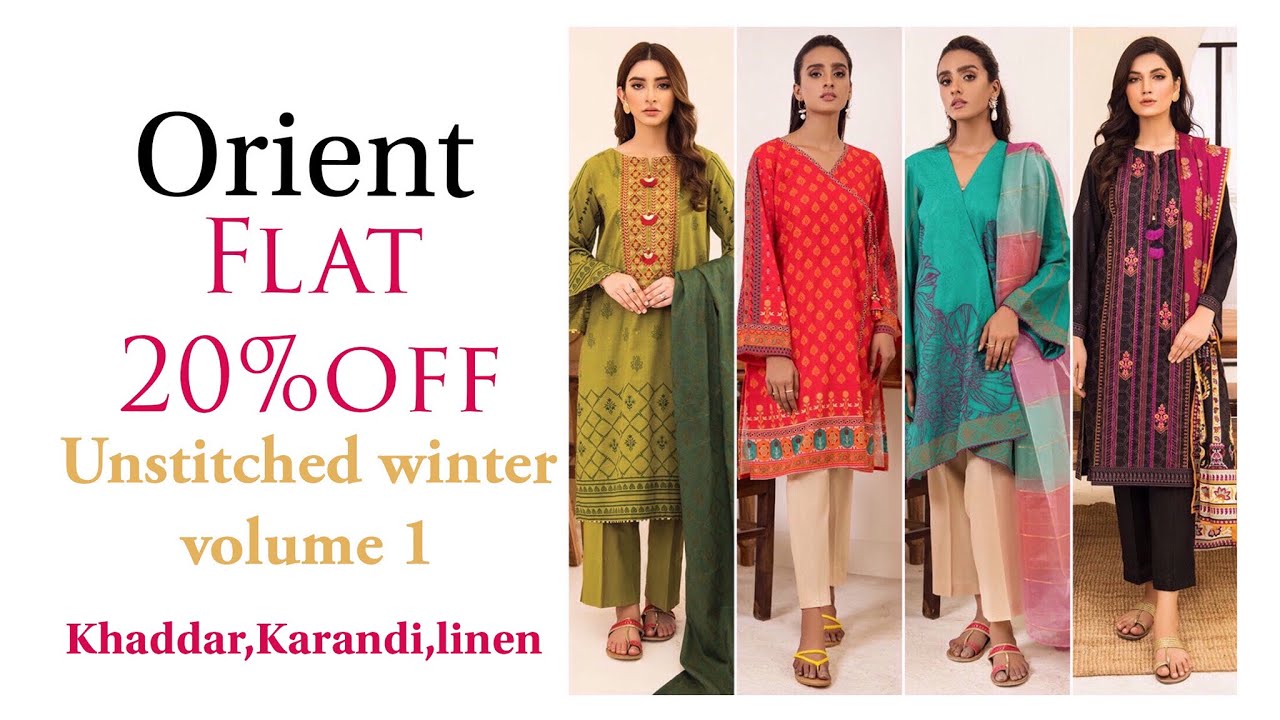 Orient Flat 20%off unstitched collection 2021#latest winter sale collection,jacquard,Khaddar dresses