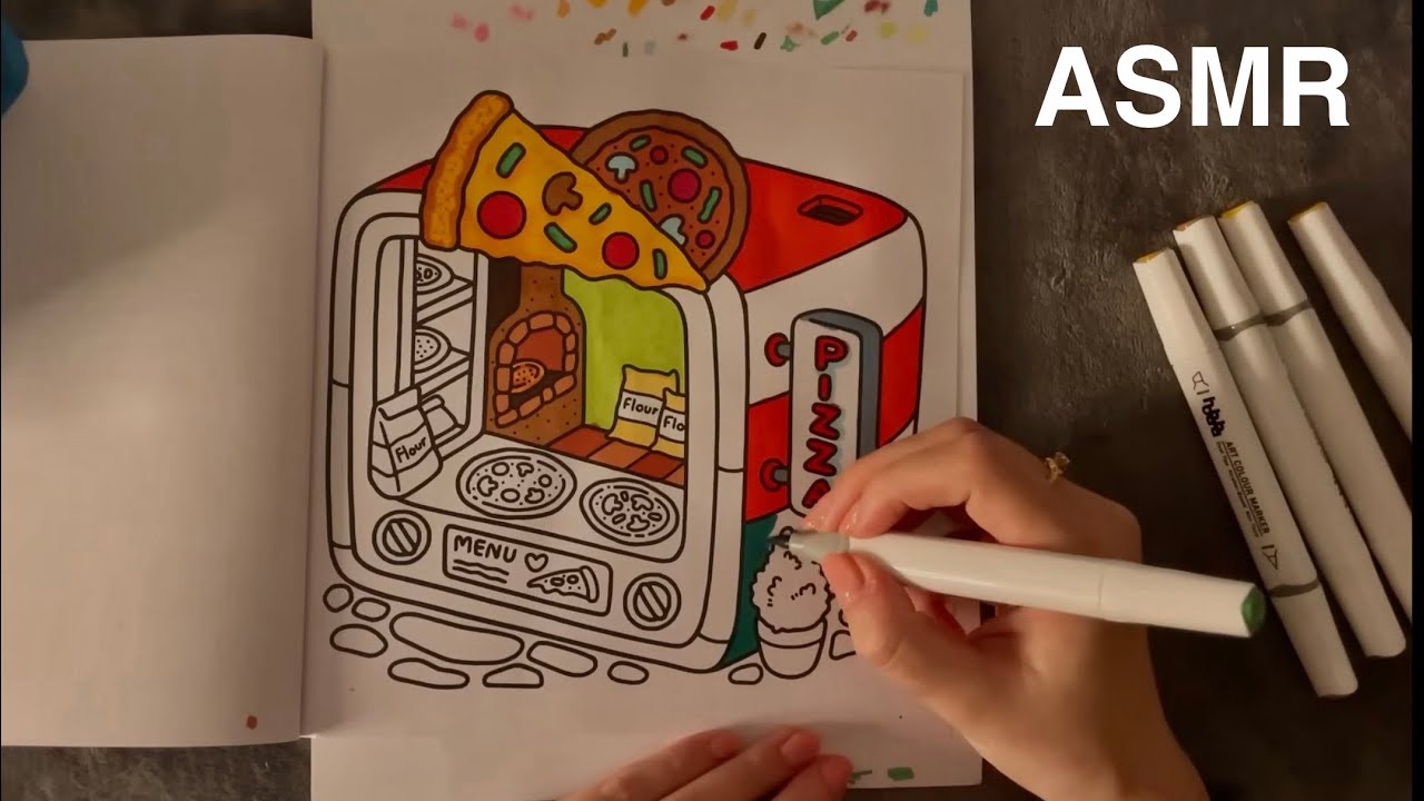 😴 ASMR  - 🖊️📕Painting with markers in my Coloring Book - Clicky Whispers