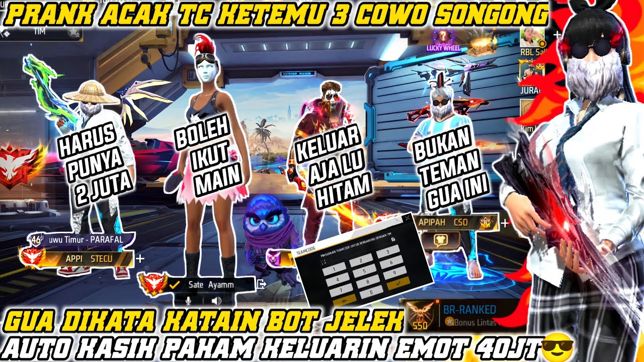 PRANK ACAK TC KETEMU 3 OM OM SULTAN GUA DIKATAIN BOT JELEK!! AUTO KASIH PAHAM EMOTE 40JT🔥