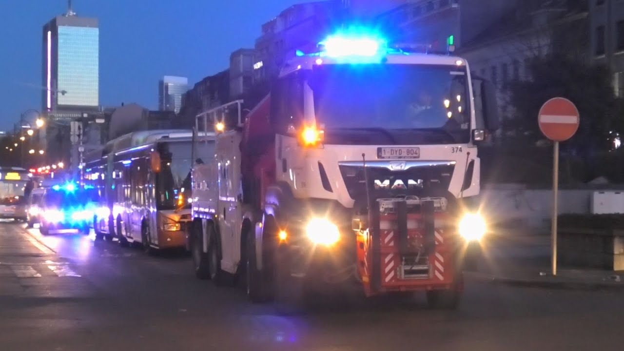 Takelwagen van Sleepdienst Transports & Interventions Trams vervoerd lijnbus met spoed door Brussel!