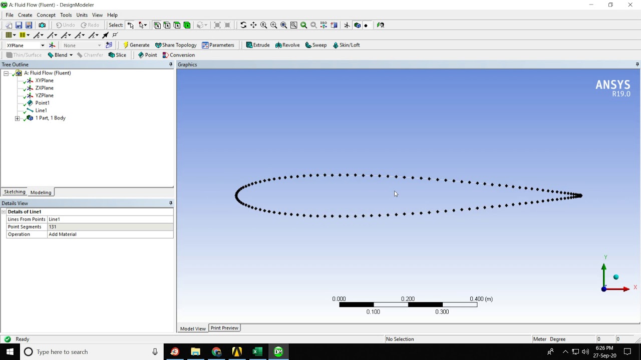 Exp  1 Modeling of Symmetric Cambered Aerofoil Geometry + Generation of Body Fitting Adaptive Mesh