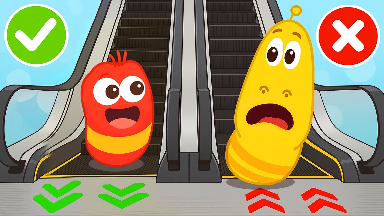 Escalator Mall Adventure | Larva Learn Safety | Larva Nursery Rhyme for kids