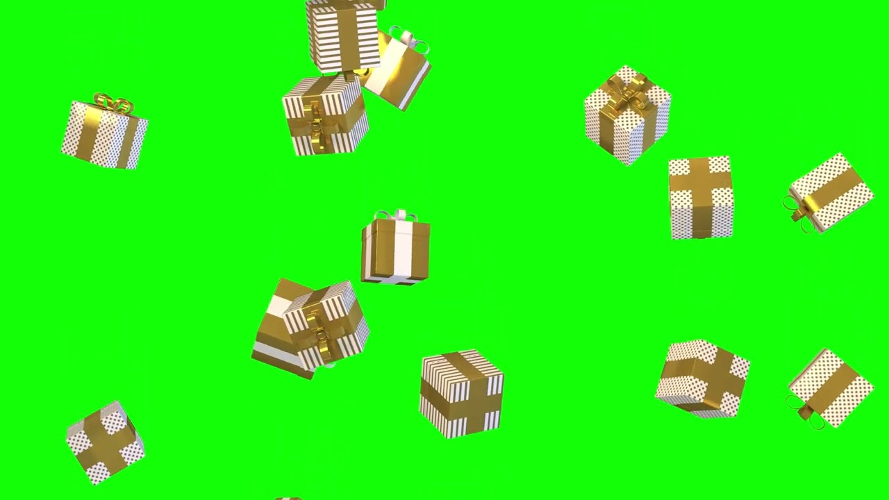 Gifts falling effect green screen Christmas overlay