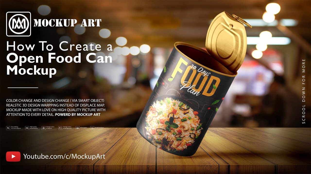 How to create an Open Food Can Mockup| Photoshop Mockup Tutorial