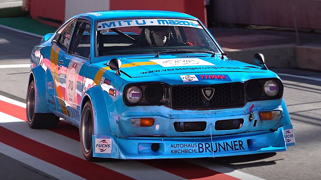 Onboard a 11,000rpm 2-Rotor 12A Mazda RX-3 racecar SCREAMING Rotary sounds at Salzburgring circuit!