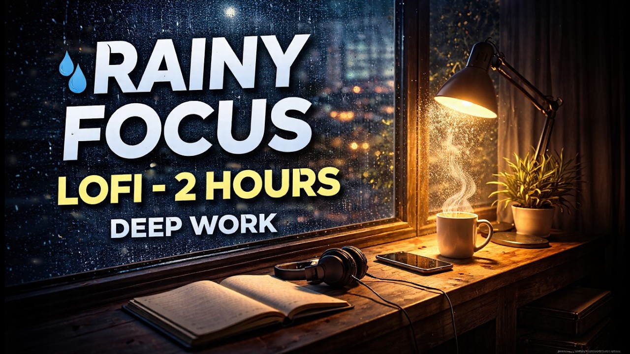 Rainy Focus Lofi 🌧️ | 2 Hours Deep Work & Study Music (No Distractions)