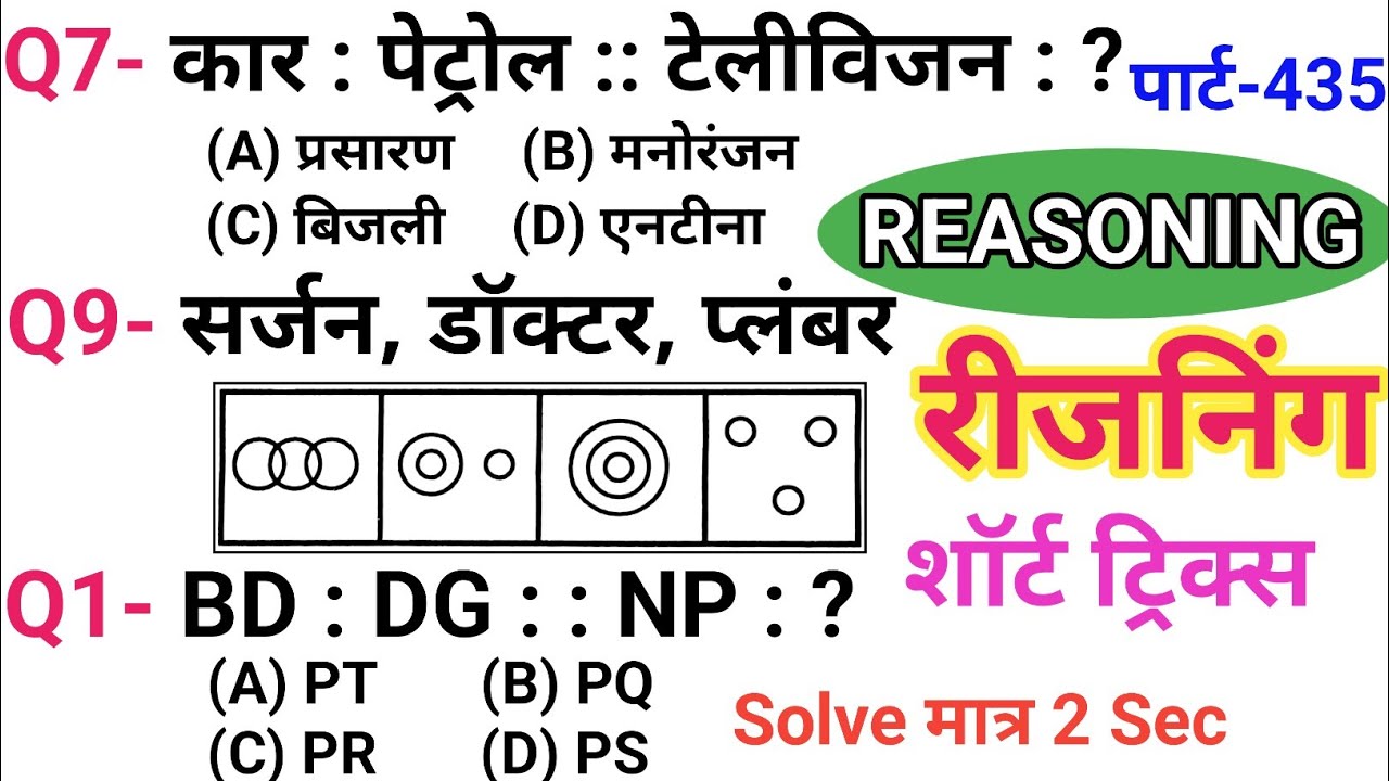 रीजनिंग सेट प्रैक्टिस पार्ट 435 | रीजनिंग में कैसे सवाल पूछे जाते हैं | रीजनिंग के तैयारी कैसे करें