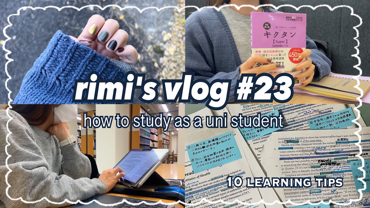 rimi's vlog #23(ENG) 外大生の勉強法紹介❕授業がある日の1日の過ごし方🍁￤how i study english, 10 tips for success