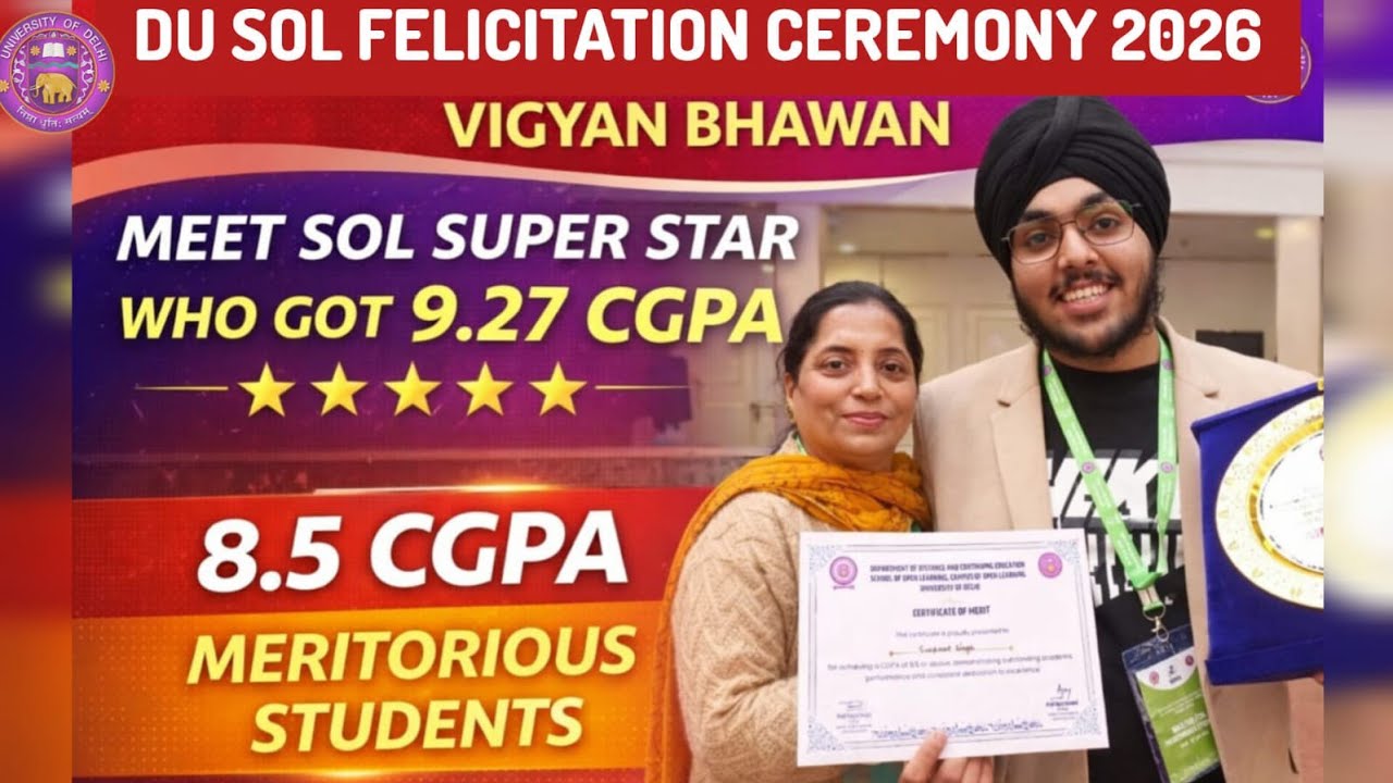DU SOL FELICITATION CEREMONY🔥:Meet SOL Meritorious Student Who Got 9.27 CGPA 😍 ll कैसे की पढ़ाई 📚