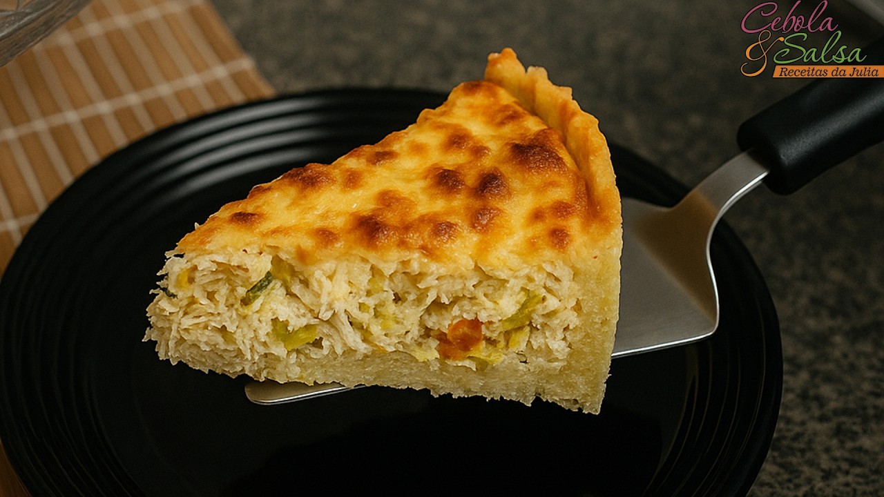 QUICHE de ALHO-PORÓ e FRANGO - Cebola e Salsa