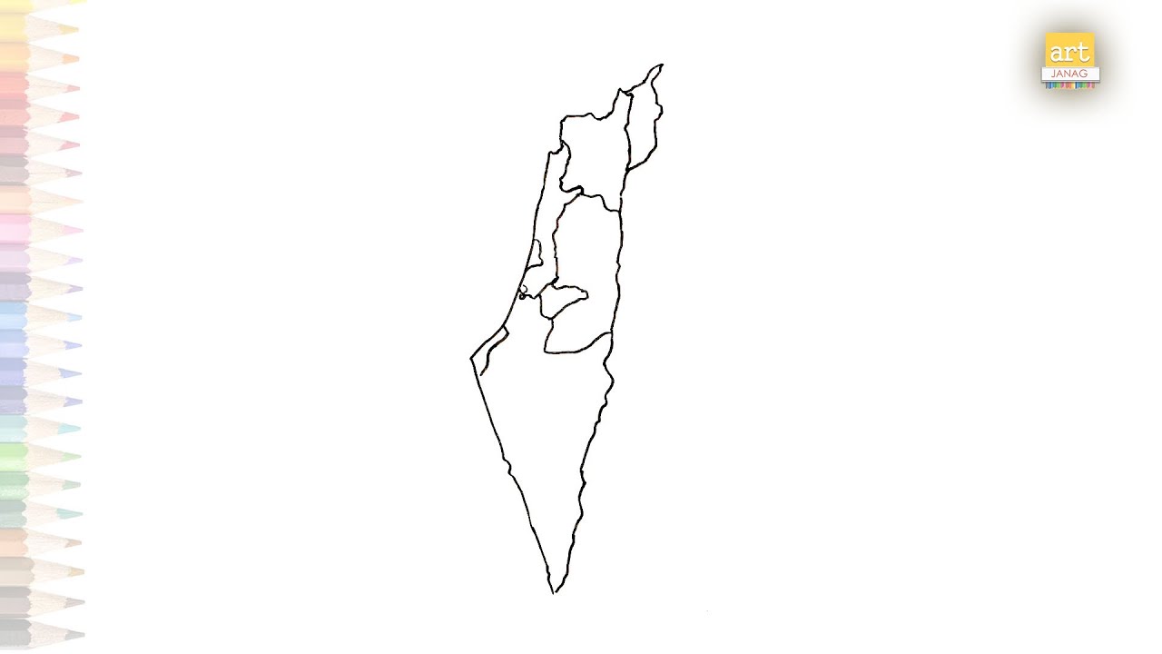 Palestine State Map with Outline Map | Map drawings | How to draw Palestine State Map step by step