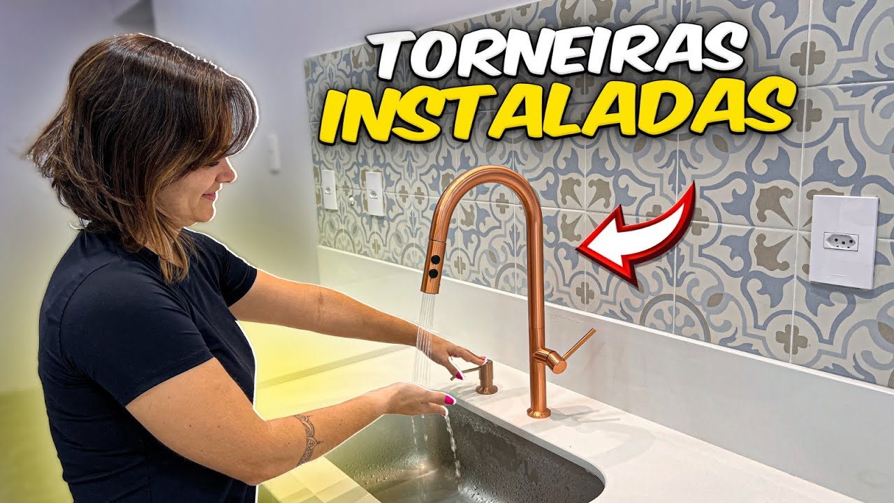 Atualização da obra, torneiras instaladas e persianas automatizadas funcionando