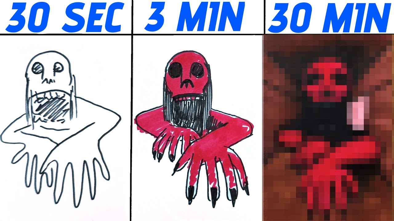 Drawing ROBLOX Monster PETAPETA Level 6 In 30 Sec, 3 Min and 30 Minutes - School of Nightmares