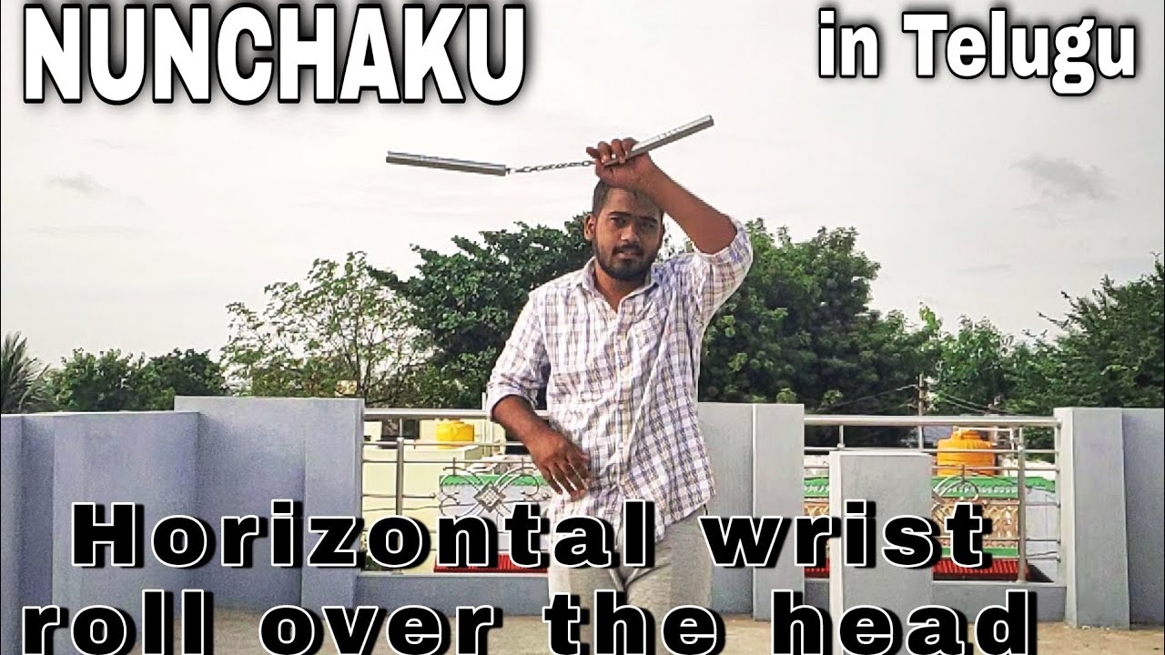 nunchaku horizontal wrist roll over the head in telugu by shanwaz | #nunchaku | #nunchucks |