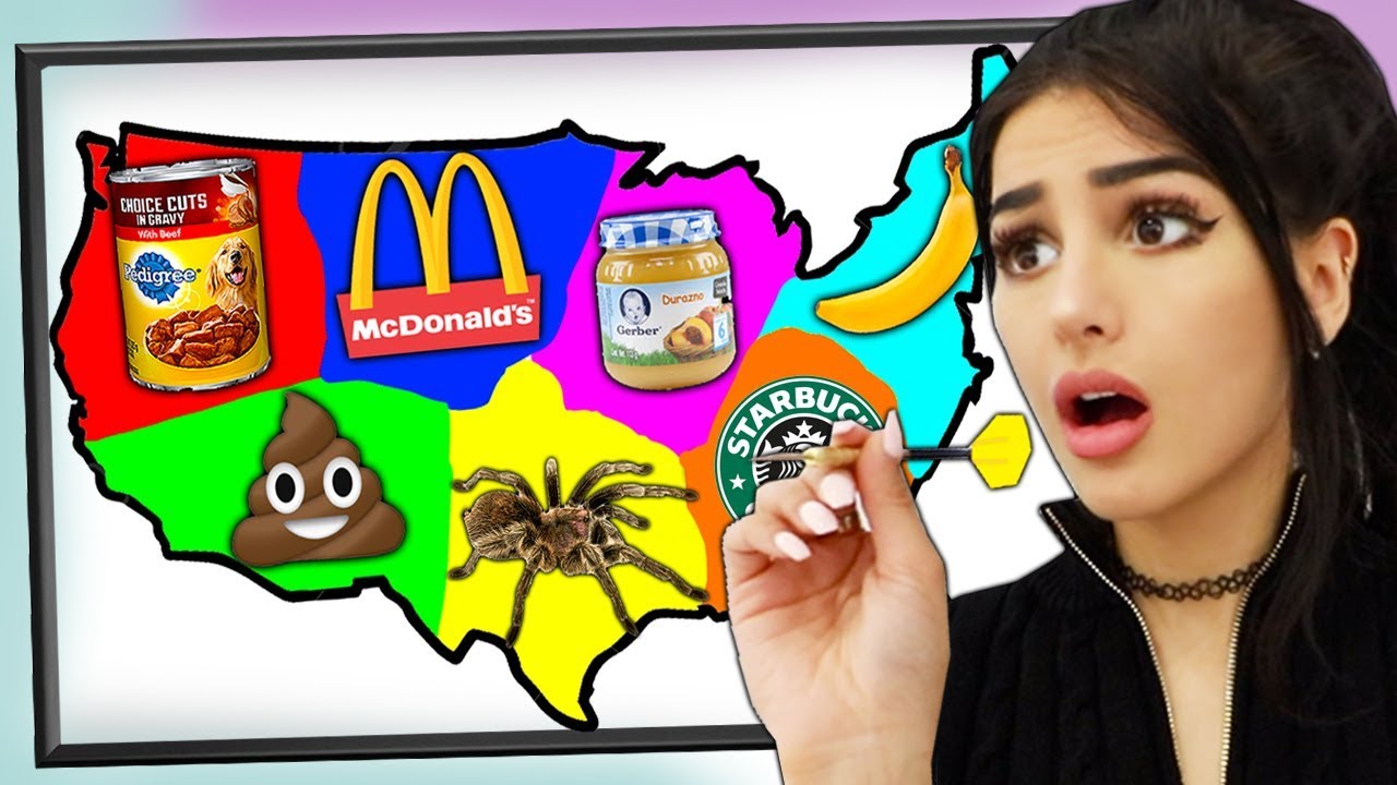 Throwing a Dart at a Map & EATING Whatever it Lands On - Challenge