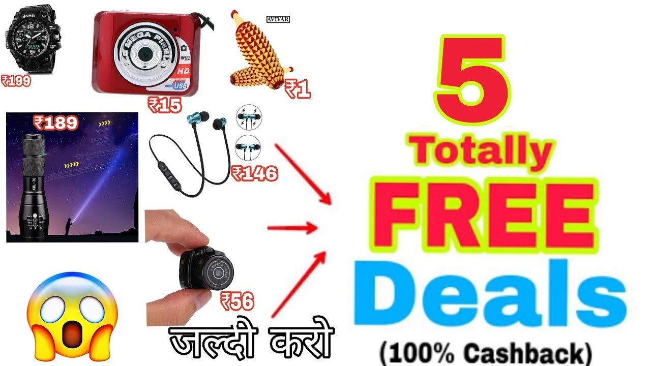 Free Free! 5 Totally Free Deals available on Paytm Mall .. 😮 {100% Cashback}  hurry up!