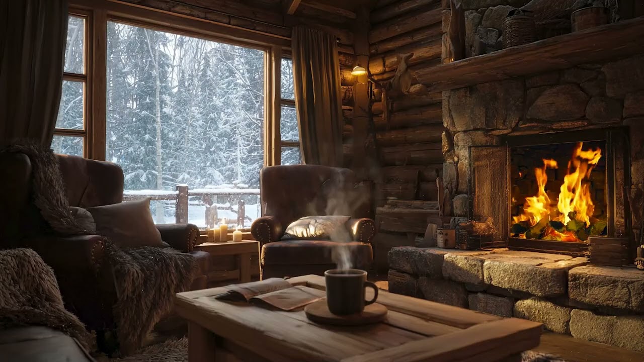 Warm Fireplace & Soft Snowfall 🔥❄️ | Peaceful Winter Sounds for Sleep