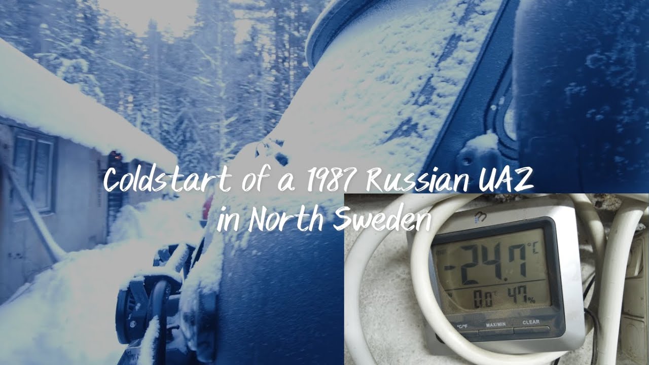 Cold start -25c of old Uaz 39094 in North Sweden